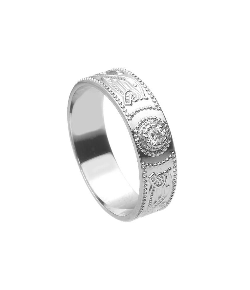 Bague diamant homme guerrière en or blanc