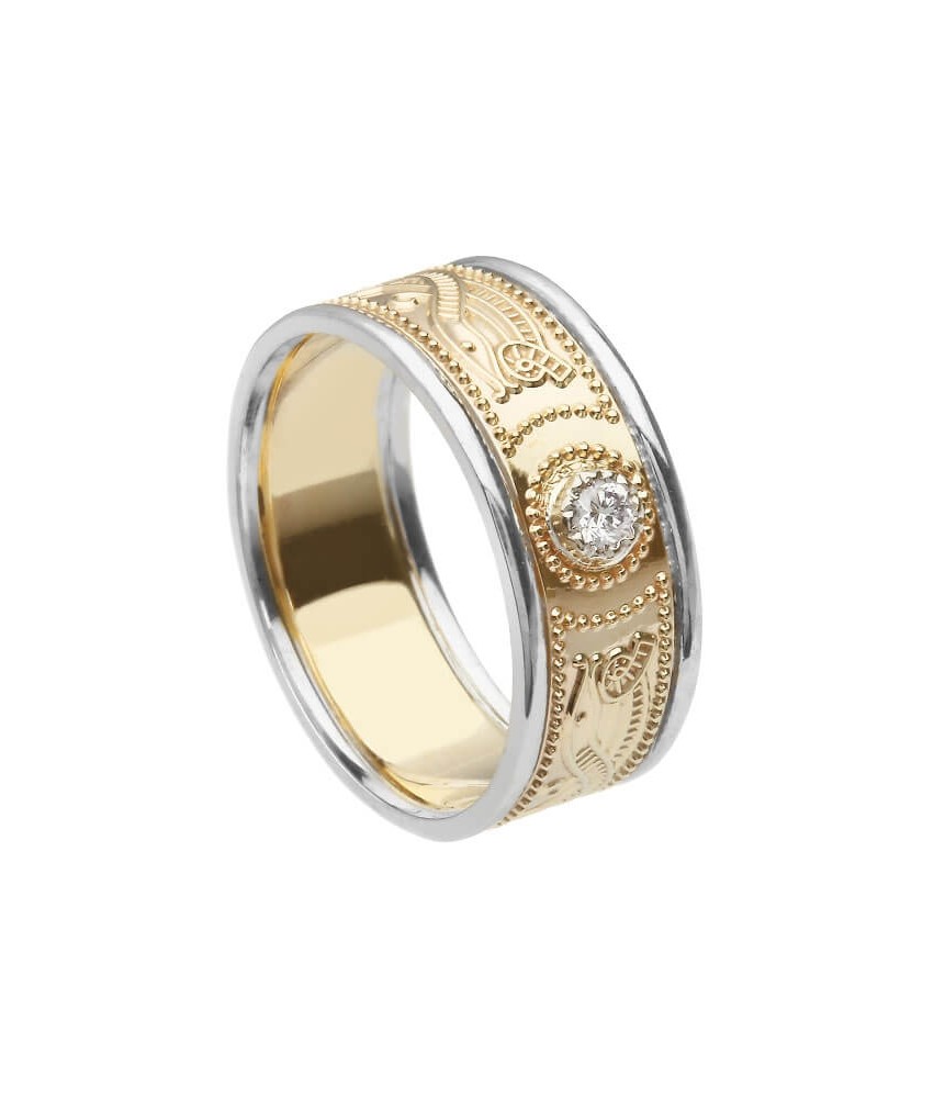 Bague diamant guerrier celtique pour homme avec jante