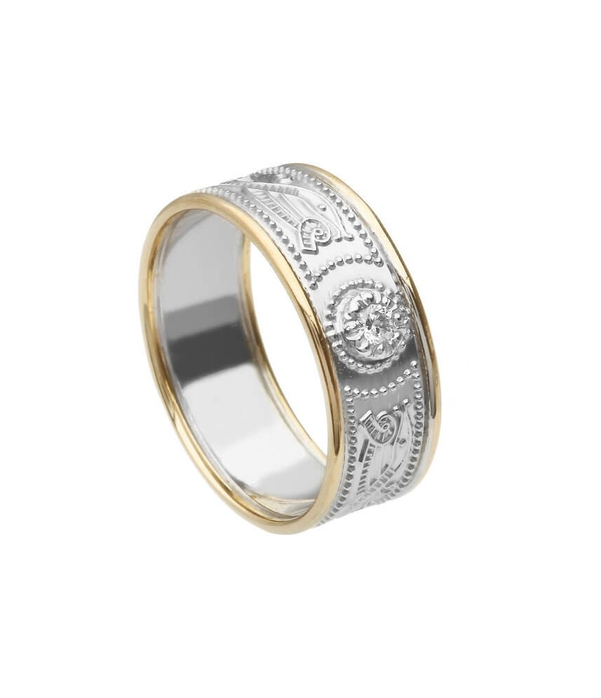 Bague pour homme en or blanc avec diamant et jante