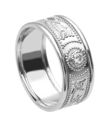 Bague pour homme en or blanc avec diamant et jante