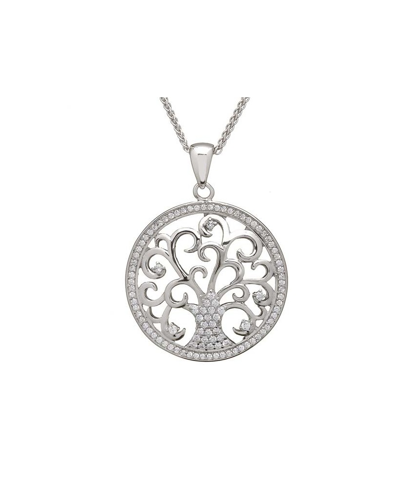 Tree of Life Silver CZ Pendant