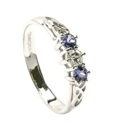 White Gold Tanzanite 3 Stone Engagement Ring