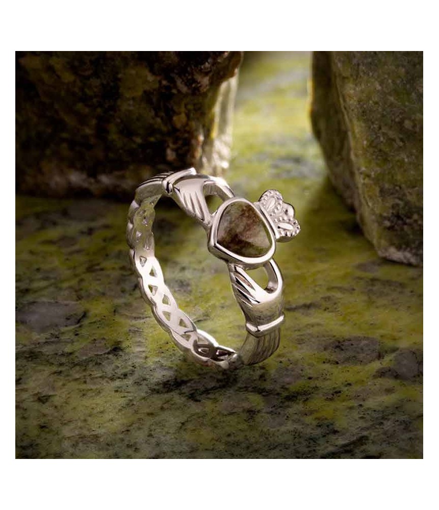 Connemara Marble Claddagh Weave Ring