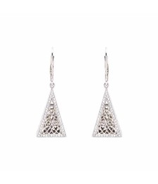 Celtic Triangle Earrings with White Crystals