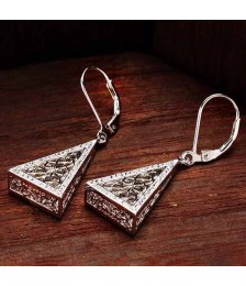 Celtic Triangle Earrings with White Crystals