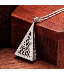 Celtic Triangle Necklace with White Crystals