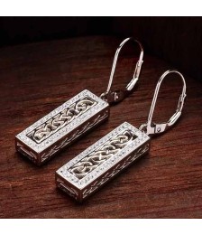 Celtic Ingot Earrings with White Crystals