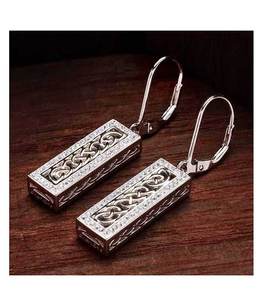 Celtic Ingot Earrings with White Crystals