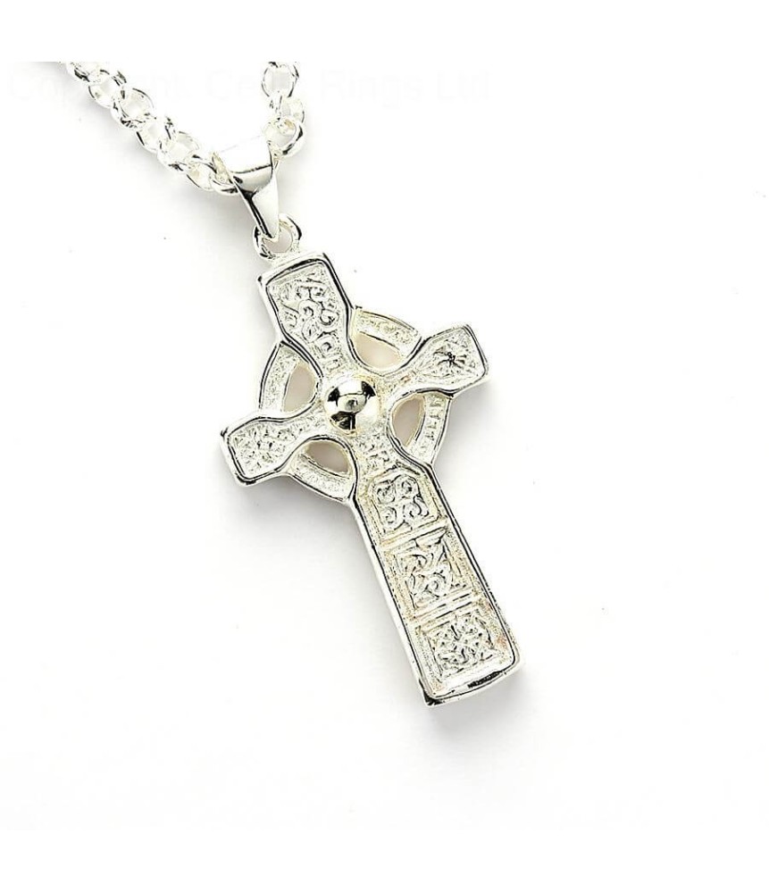 High Cross on Bell Chain - Silver