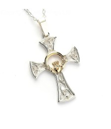 Silver & Gold Claddagh Cross