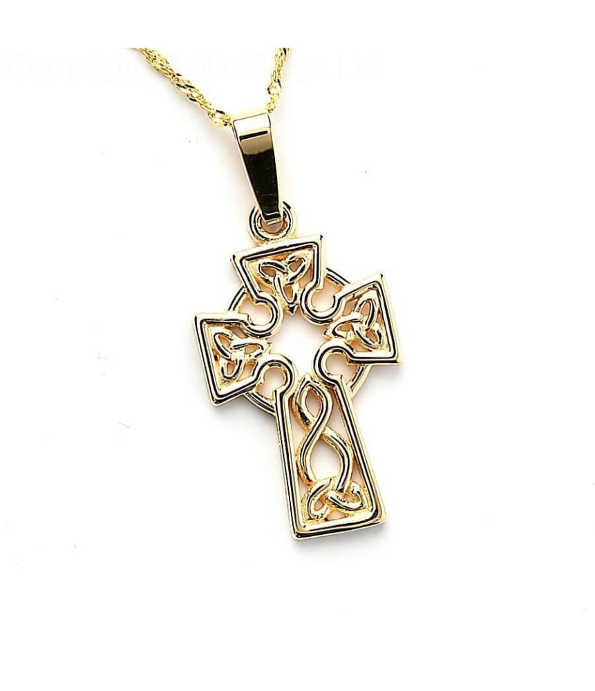 Celtic Knot Wire Cross - Yellow Gold