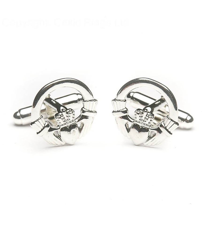 Silver Claddagh Cuff Links