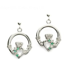 Smaragd Claddagh Diamant Ohrringe