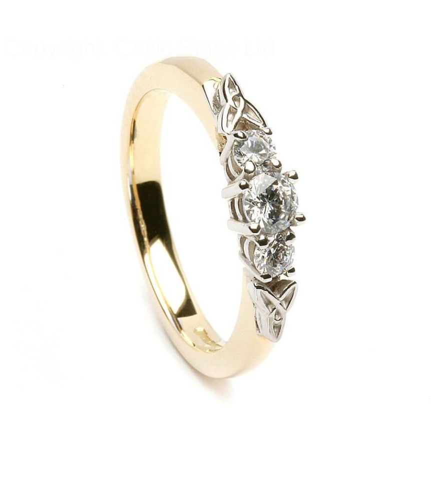 3 Stone Trinity Knot Engagement Ring - Yellow Gold