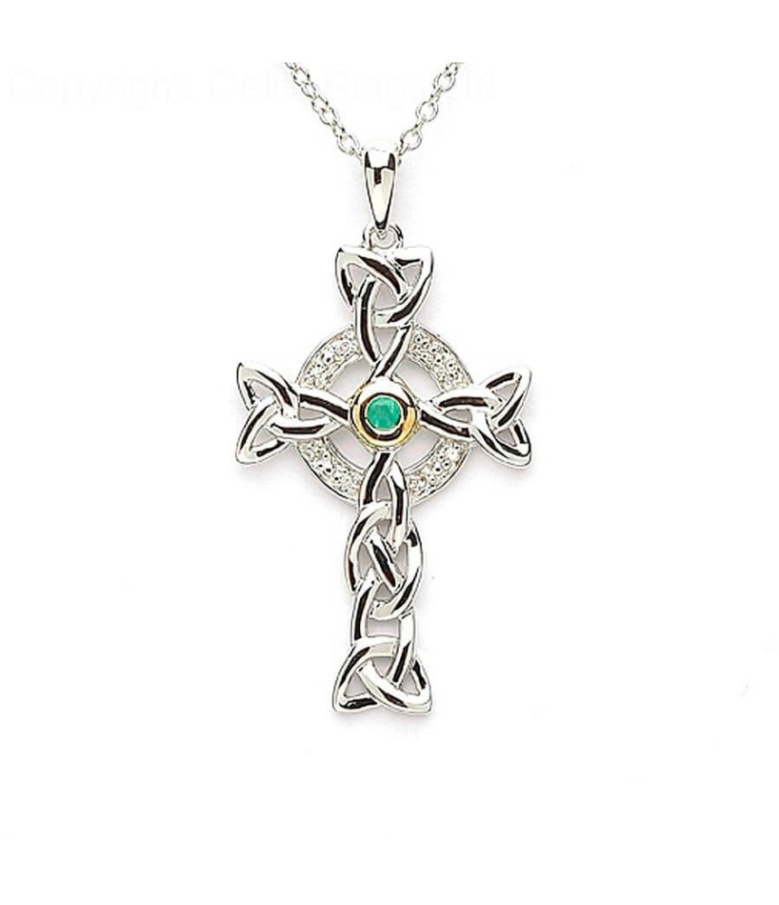 Celtic Cross with Emerald