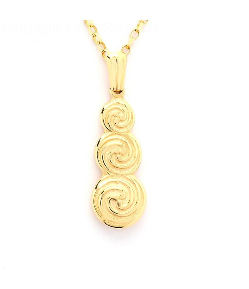 Pendentif triple spirale celtique - or jaune