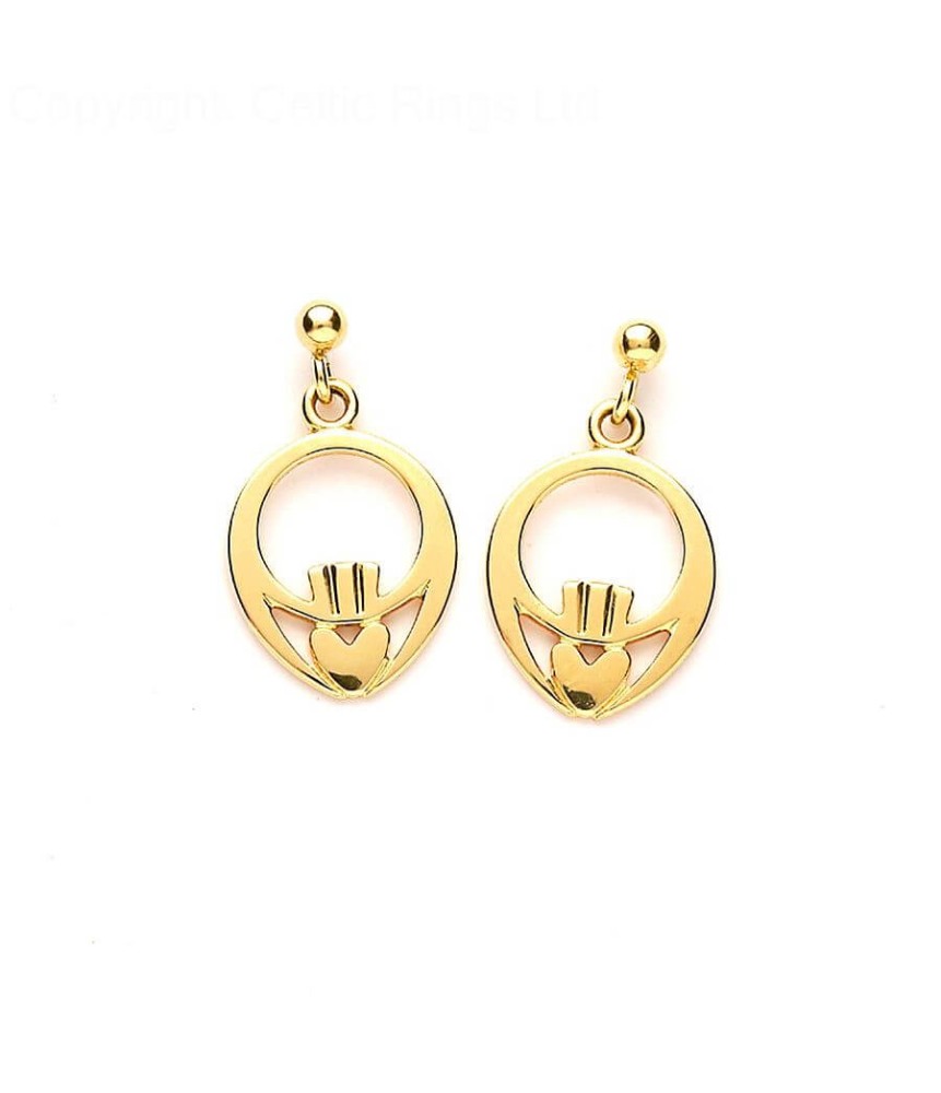 Children's Claddagh Earrings - Yellow Gold