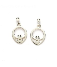 Children's Claddagh Earrings - White Gold or Silver