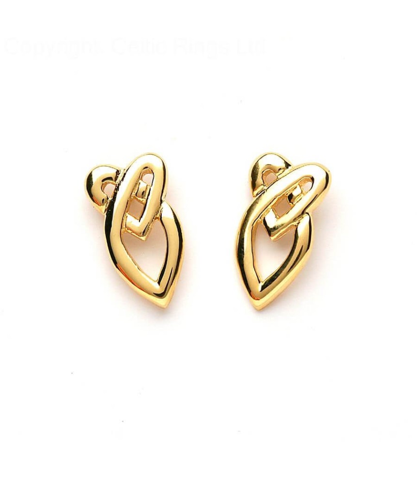 Celtic Heart Knot Earrings - Yellow Gold