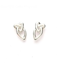 Celtic Heart Knot Earrings - White Gold or Silver