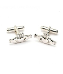 Boutons de manchette modernes Claddagh - argent