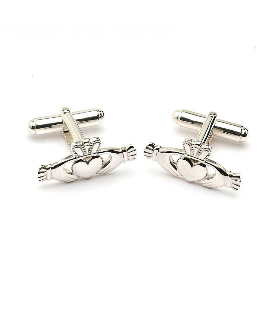 Boutons de manchette modernes Claddagh - argent