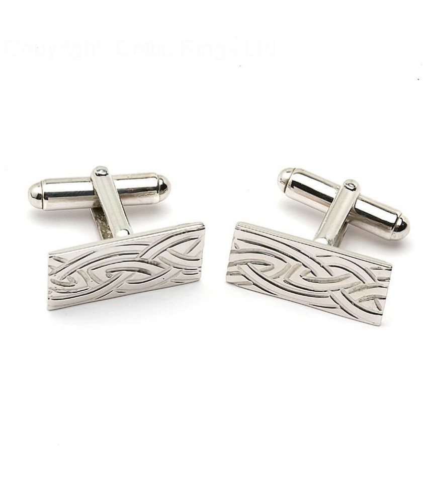 Boutons de manchette en tissage celtique - or blanc ou argent