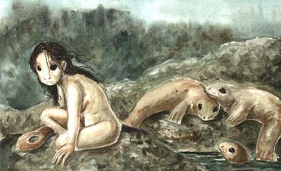 Image of Selkie girl with seals